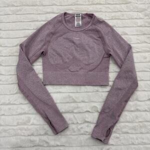 Gymshark Flex Sports Long Sleeve Crop Top Size Small Pink Seamless Gym Workout